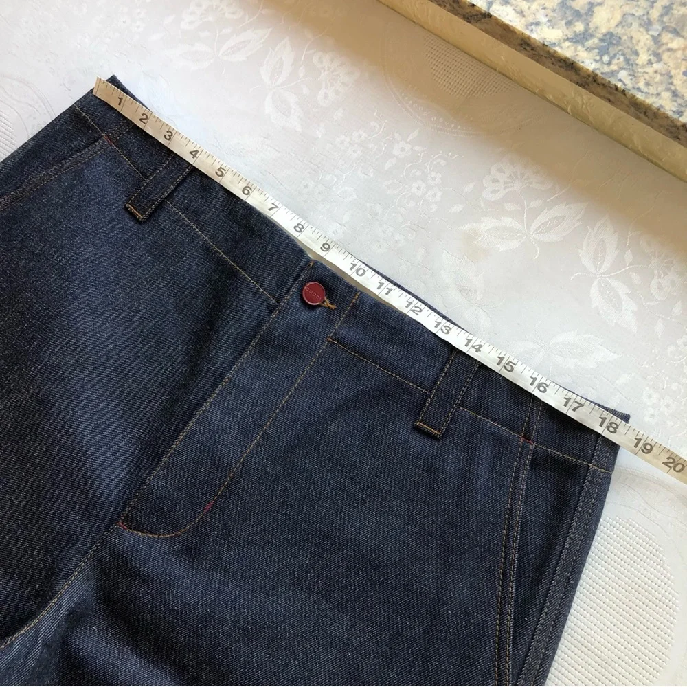 Gucci Dark Blue Raw Denim Jeans Bermuda Shorts Men's Size 52 Front Zip/Button